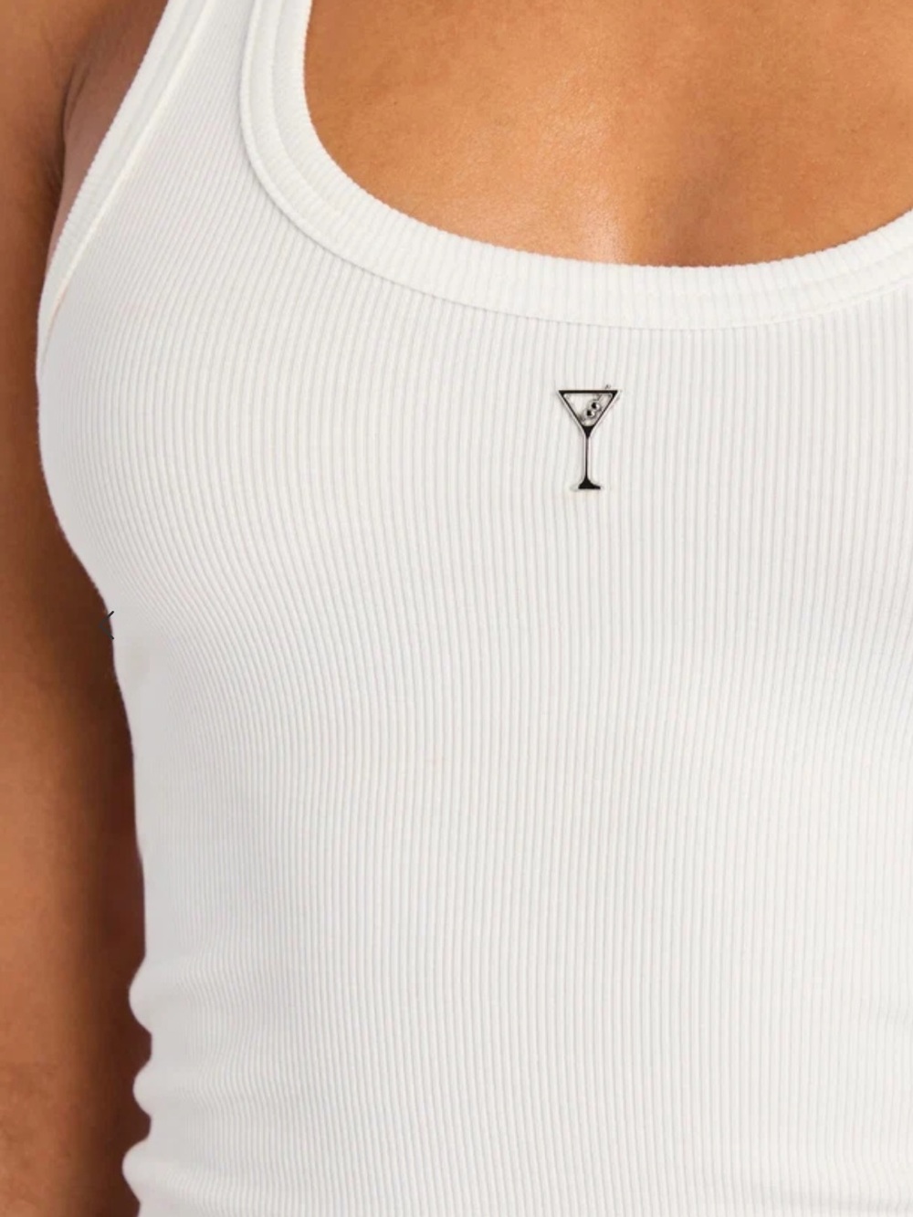 Retrofete White Ribbed Amani Tank with Martini Pin - XL